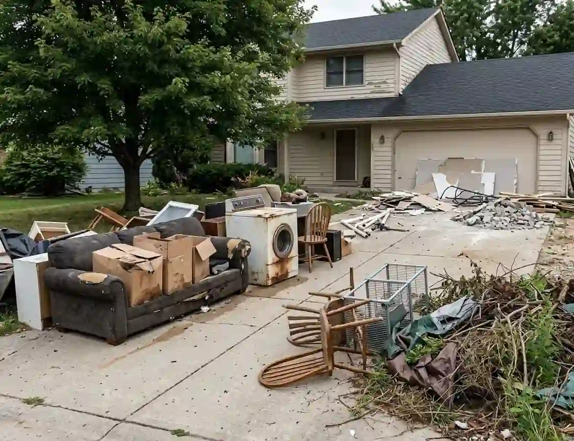 Before Junk Removal – Cluttered Outdoor Space Before Junk Removal – Cluttered Outdoor Space